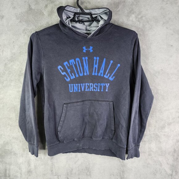 Mens Black Under Armour Pullover Hoodie Sweatshirt Seton Hall University Loose M - Picture 2 of 12